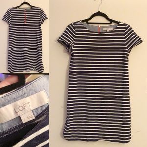 LOFT striped navy dress